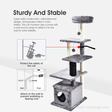 52" DIY Cat Tower Tree Pet Furniture Scratching Post With Plastic Brush